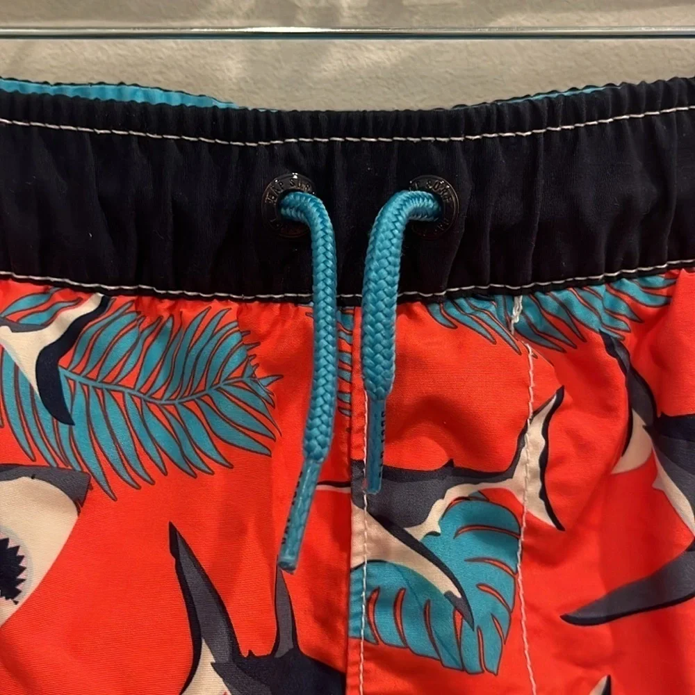 GAP Boys Red Shark Print Swim Trunks